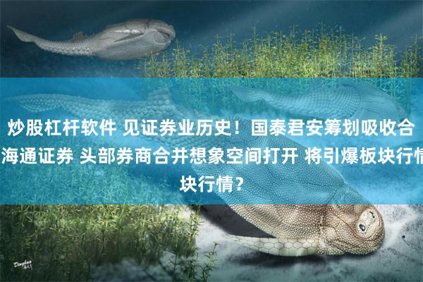 炒股杠杆软件 见证券业历史！国泰君安筹划吸收合并海通证券 头部券商合并想象空间打开 将引爆板块行情？