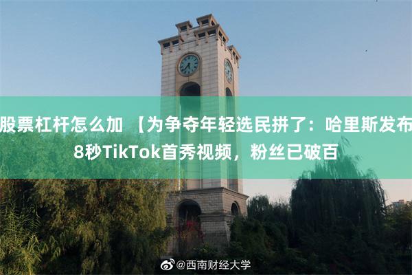 股票杠杆怎么加 【为争夺年轻选民拼了：哈里斯发布8秒TikTok首秀视频，粉丝已破百